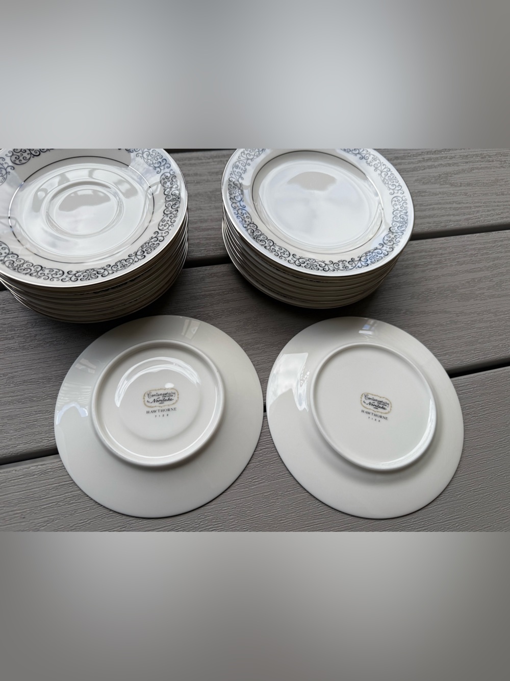 Contemporary by Noritake Hawthorne Fine China Saucer & Bread Plate Set – 8 Each